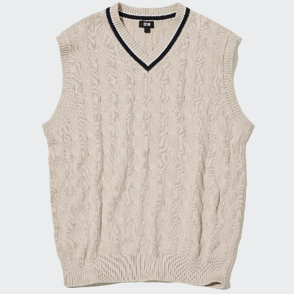 

Жилет Uniqlo Cable Knit V Neck, бежевый