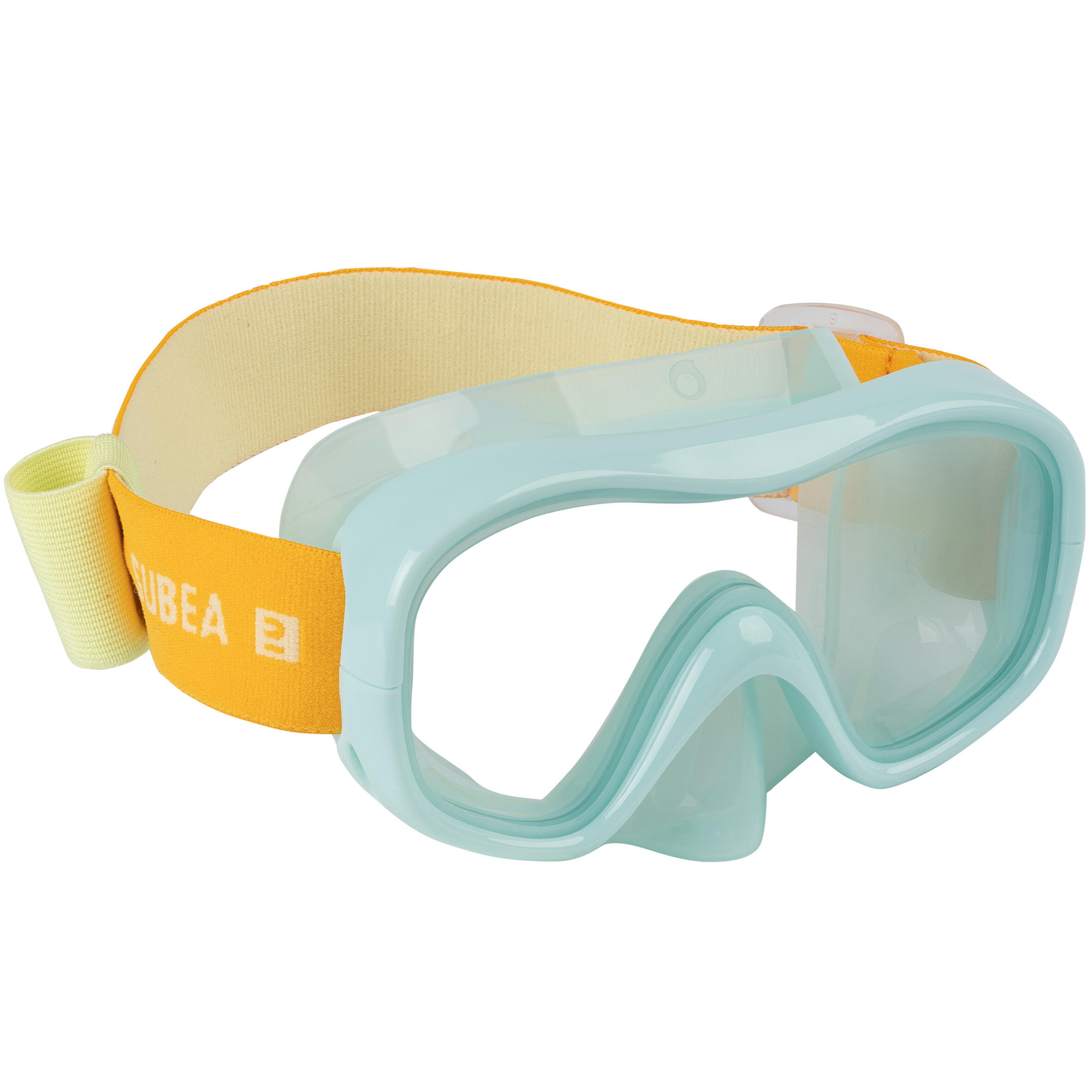 Детская маска для снорклинга SNK 520 поликарбонатная линза, светло-зеленый/желтый SUBEA, пастельный мятно-серый / пастельно-мятно-серый