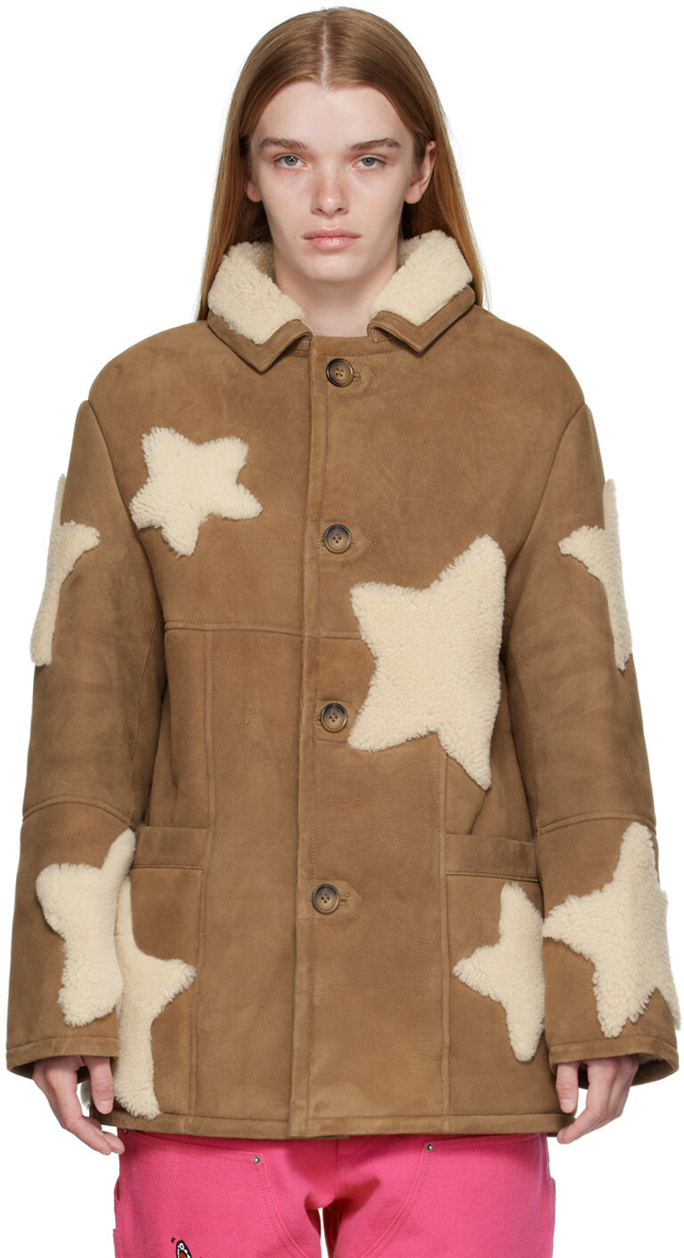 

Коричневая кожаная куртка со звездами Sky High Farm Workwear