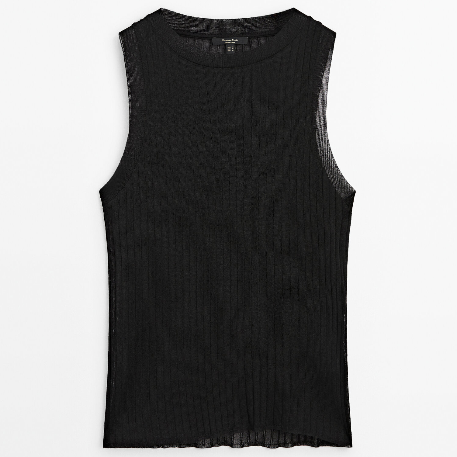 Топ Massimo Dutti Sleeveless Open-knit, черный женский шифоновый топ без рукавов однотонный пуловер с круглым вырезом приталенный жилет офисная повседневная одежда весна лето 2022