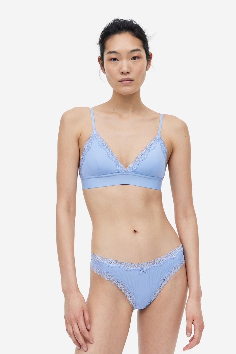 

3 пары бразильских трусов H&M, темно-синий/синий/белый