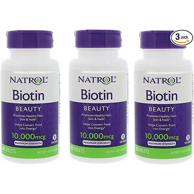 Биотин 10000 мг Natrol, 100 таблеток, 3 упаковки пищевая добавка natrol complete balance menopause am