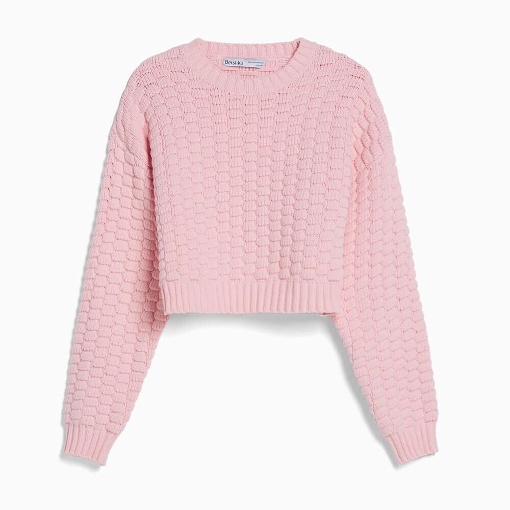 

Свитер Bershka With A Textured Weave, розовый