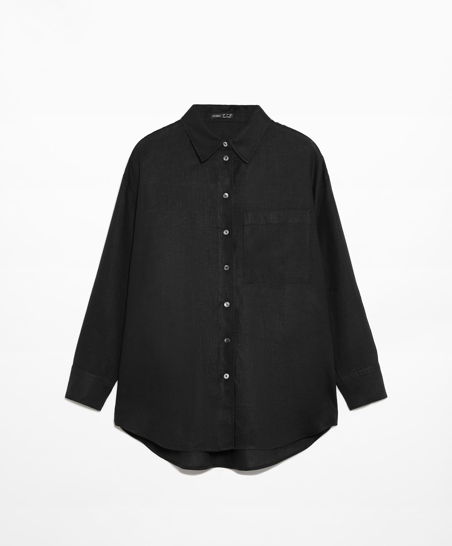 Рубашка Oysho Linen Long Sleeved, черный рубашка oysho long sleeved stretch cotton with piping голубой