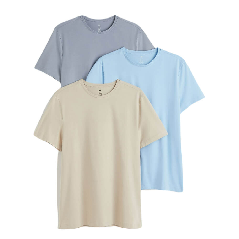 

Комплект футболок H&M Slim Fit, 3 предмета, мультиколор, Серый