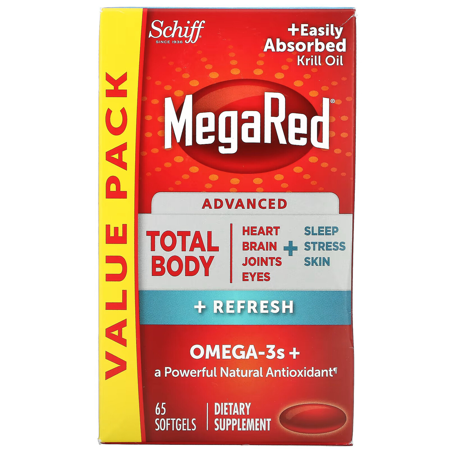 

Schiff, MegaRed, Advanced Total Body + Refresh, 65 мягких таблеток