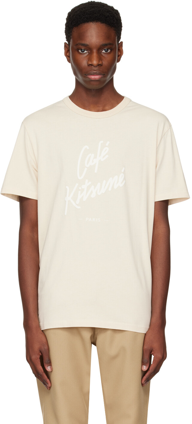 

Бежевая футболка 'Café Kitsuné' Maison Kitsuné