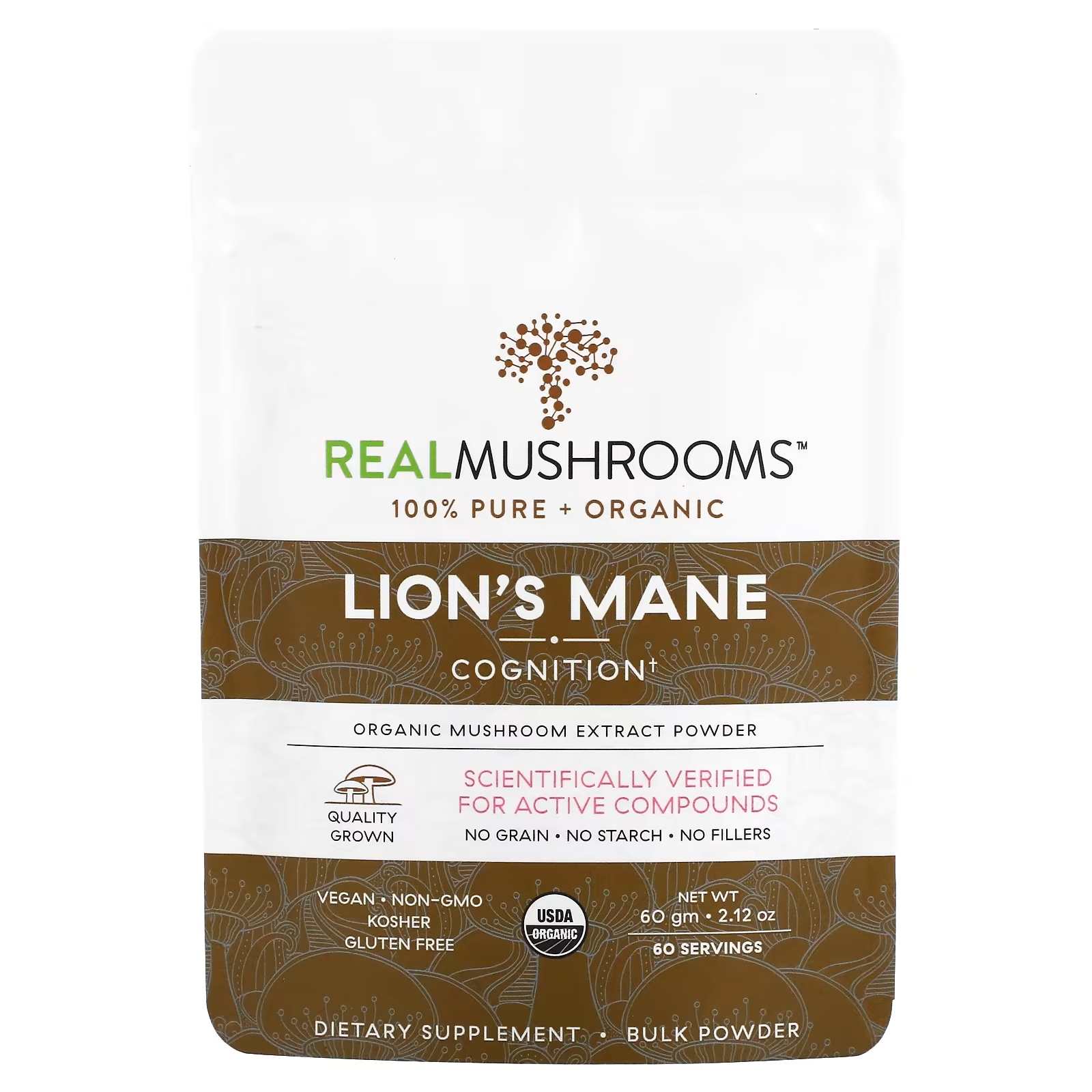 Пищевая Добавка Real Mushrooms Lion's Mane Cognition, 60 г