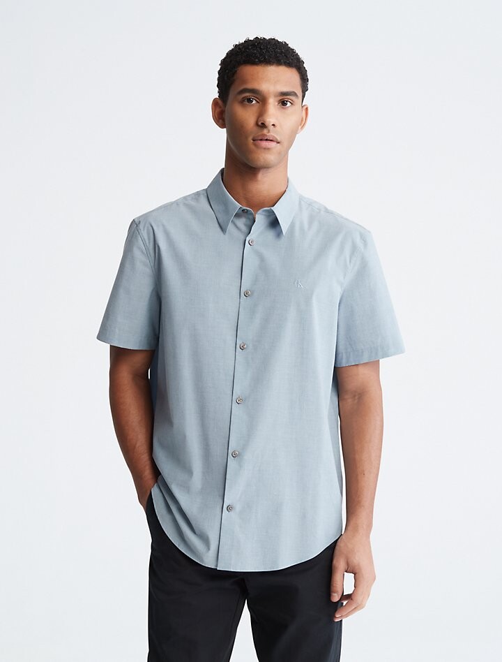 

Рубашка Calvin Klein Short Sleeve Stretch Button-Down, голубой