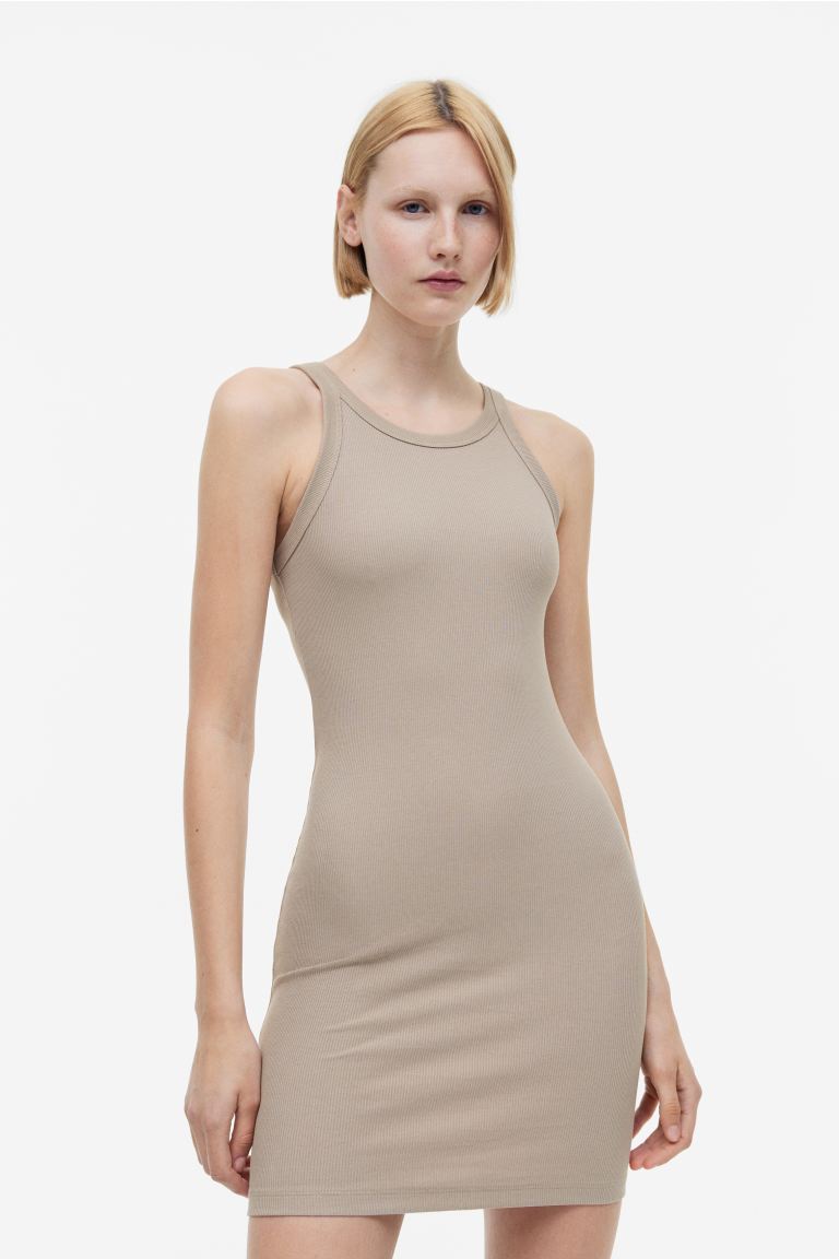 Платье в рубчик H&M, бежевый