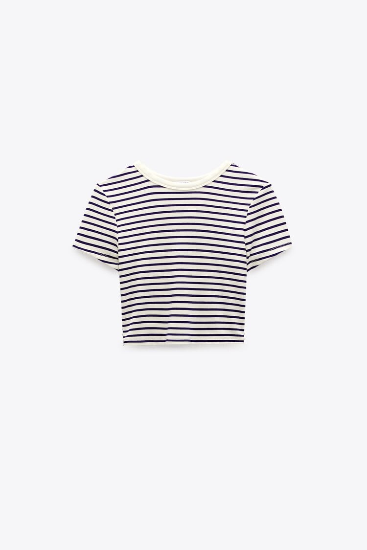 

Топ Zara Crop, чёрно-белый