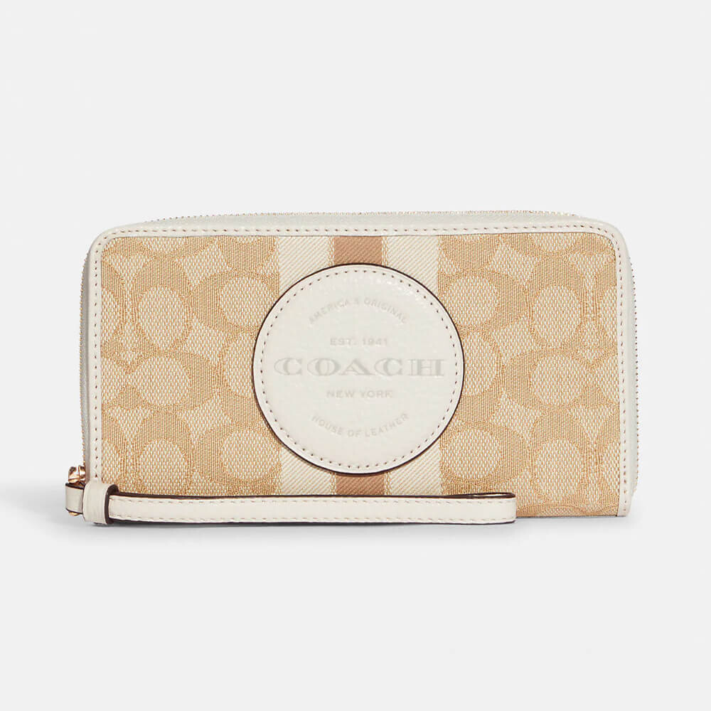 

Кошелёк Coach Dempsey Large In Signature Jacquard With Stripe, хаки/белый