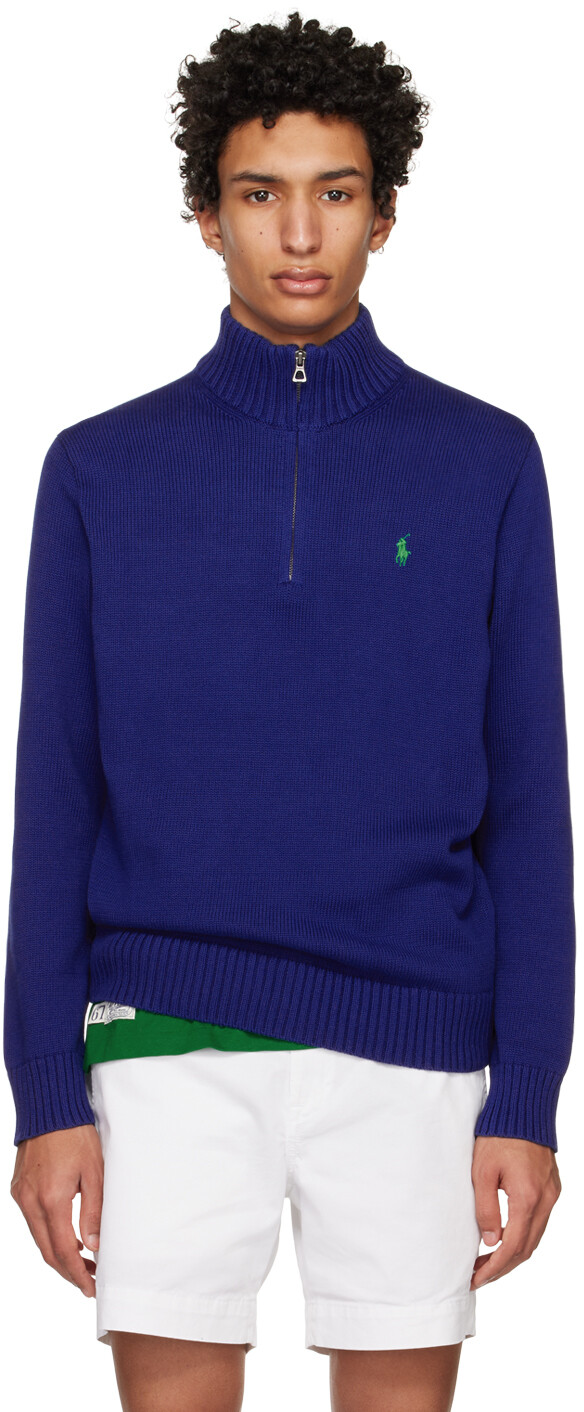 

Темно-синий свитер с молнией до середины бедра Polo Ralph Lauren