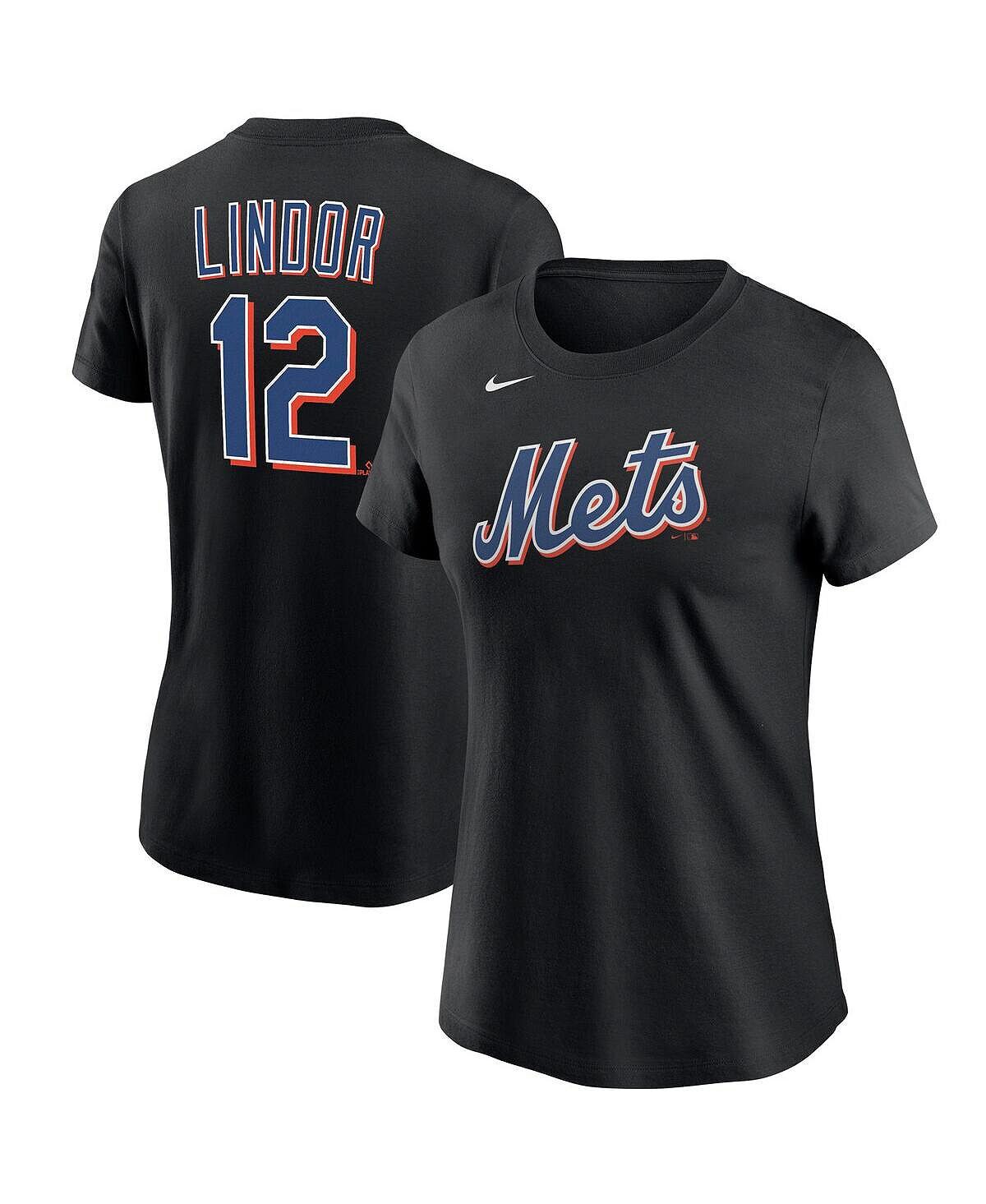

Женская черная футболка с именем и номером francisco lindor new york mets Nike, черный