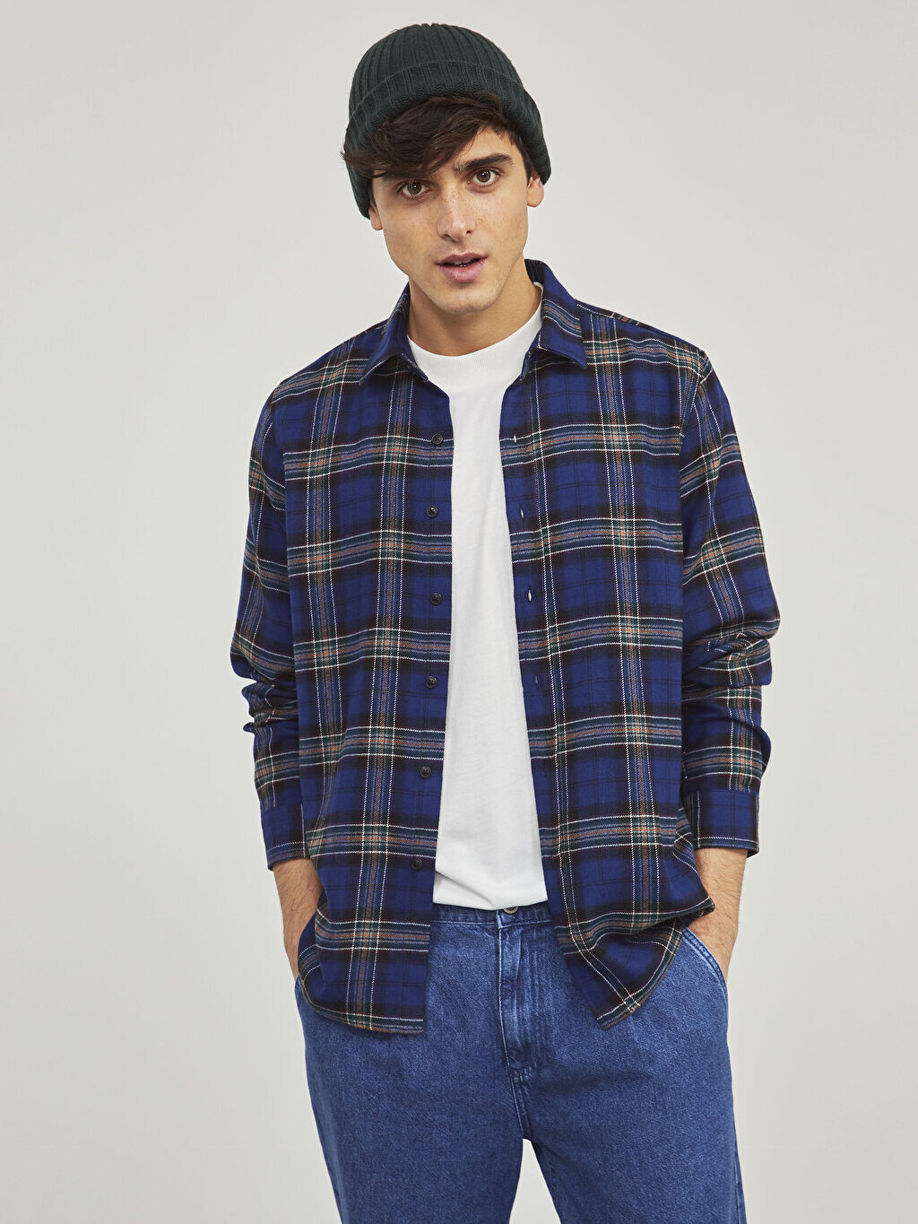 

Slim Fit с длинным рукавом в клетку мужская рубашка дровосека Xside
