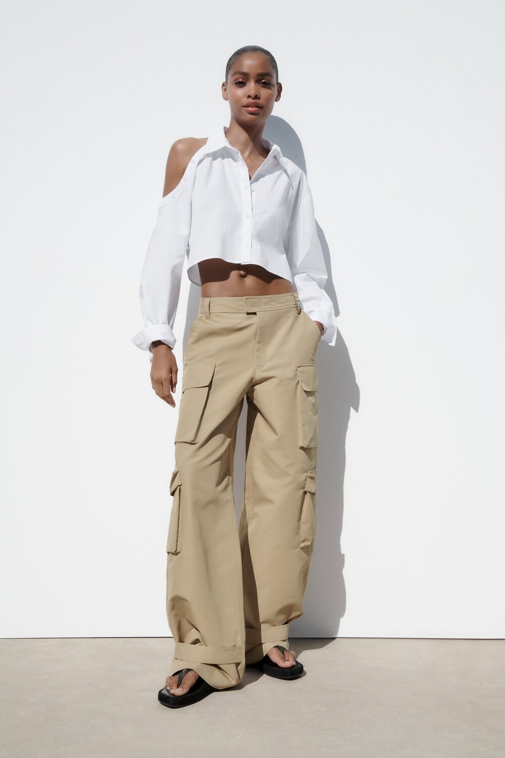 

Брюки карго с ятками ZARA, кэмел