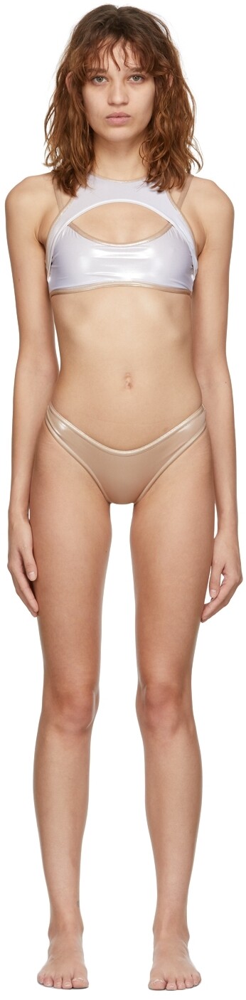 

Эксклюзивное бело-бежевое бикини SSENSE Wet Harness ANDREĀDAMO