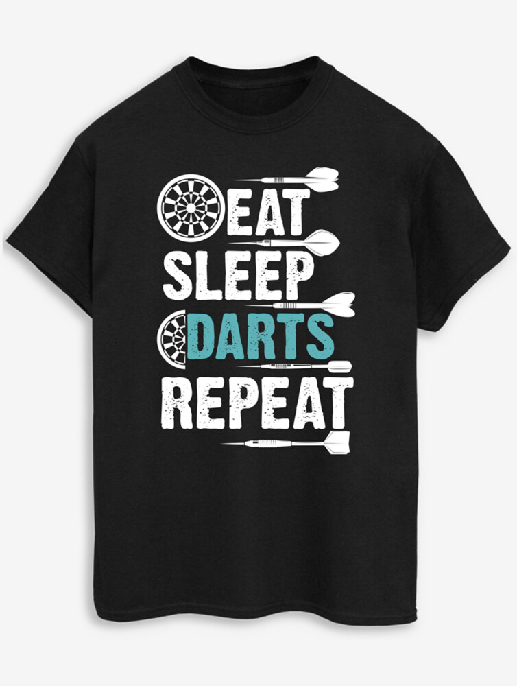 

Черная футболка для взрослых NW2 Eat Sleep Darts со слоганом George., черный