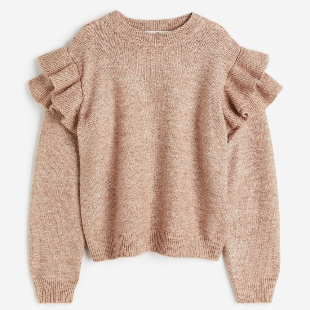 

Свитер H&M Kids Flounce-trimmed, бежевый
