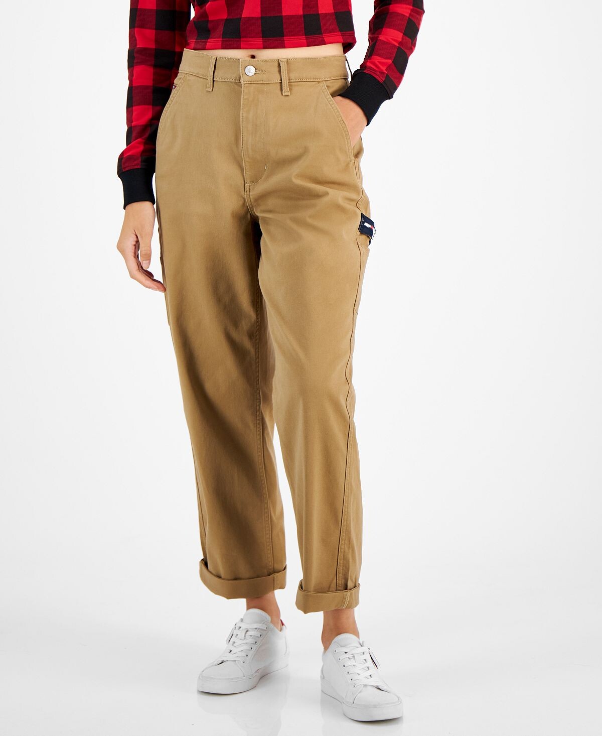 

Женские брюки carpenter из твила с закатанными манжетами Tommy Jeans