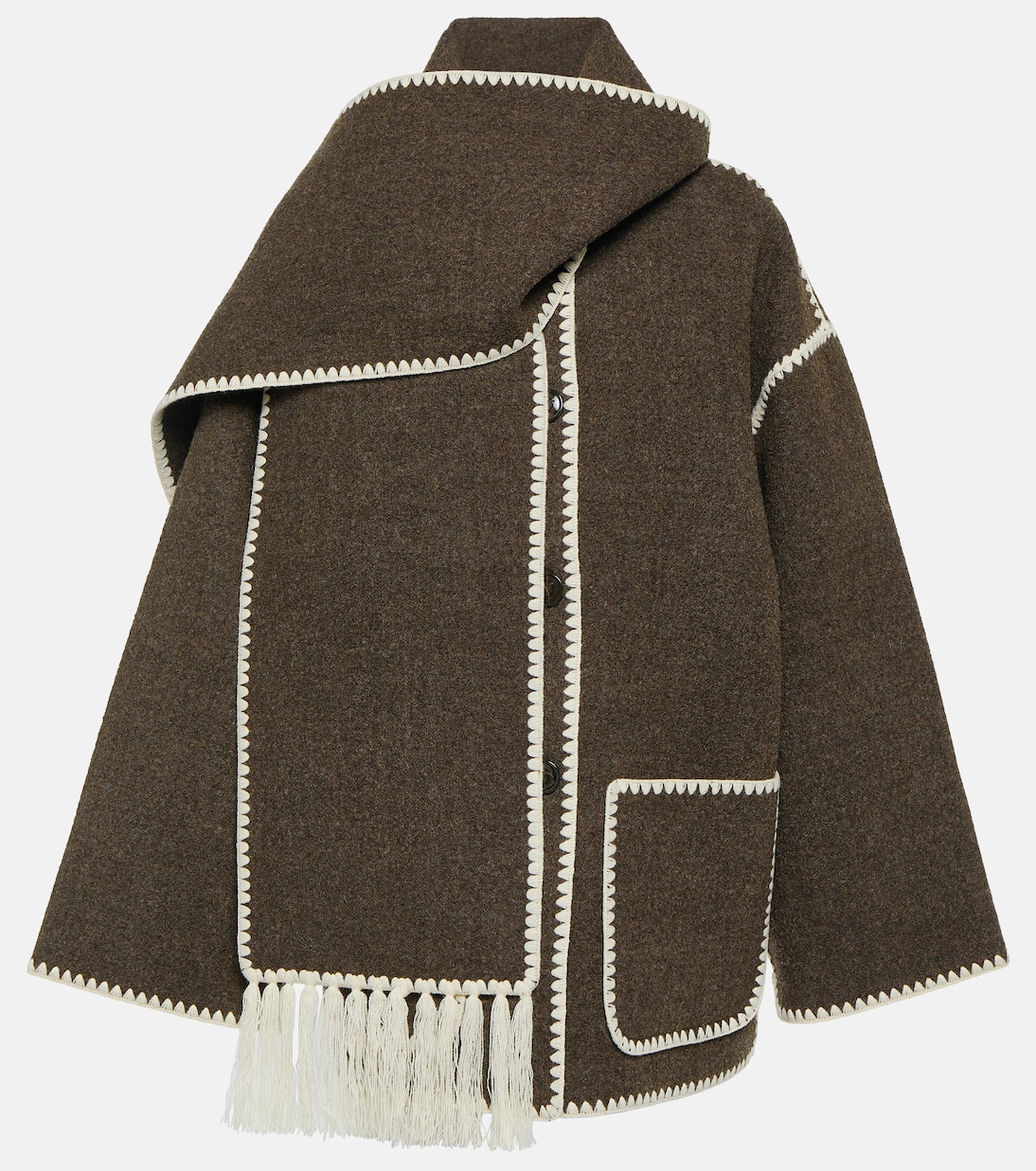 Жакет-шарф с вышивкой Toteme, коричневый воскресный жакет с вышивкой rixo бежевый