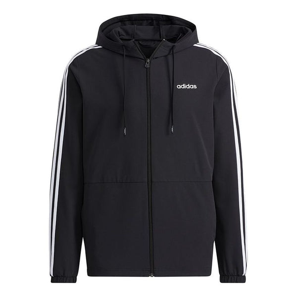 Куртка Men's adidas neo Ce 3s Wndbrk Casual Sports Stripe Hooded Jacket Black, черный