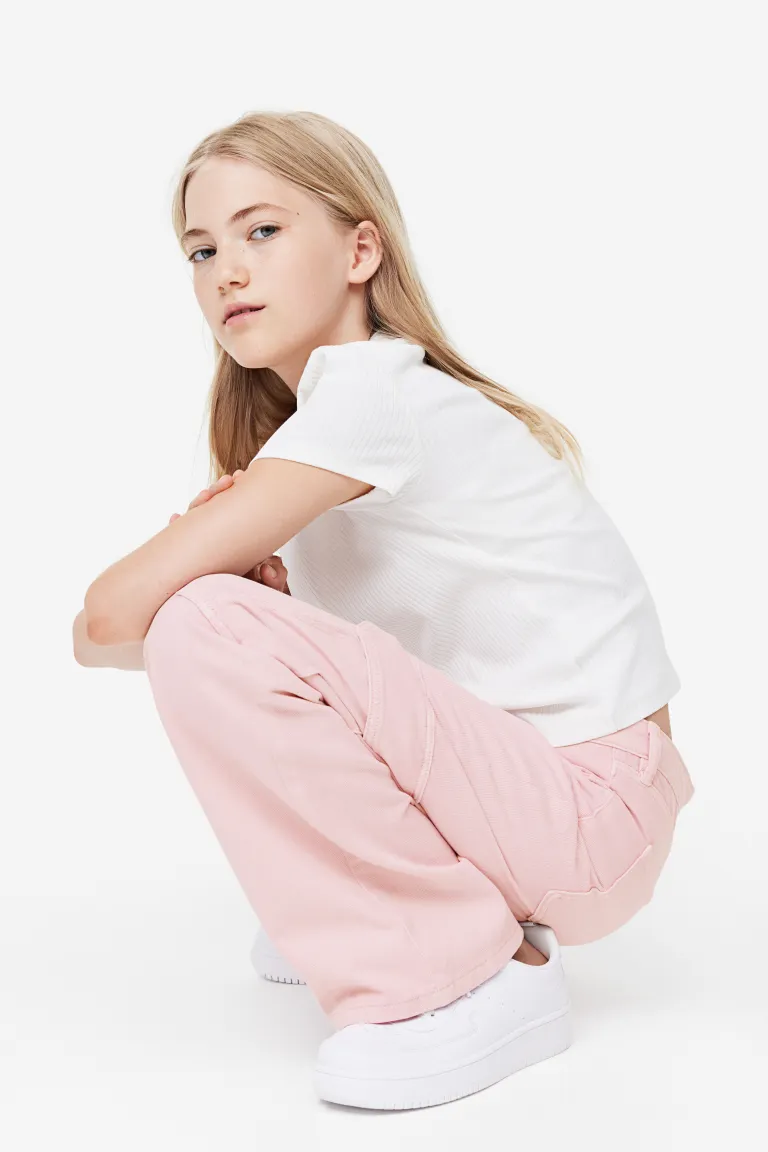 

Широкие брюки-карго H&M, розовый