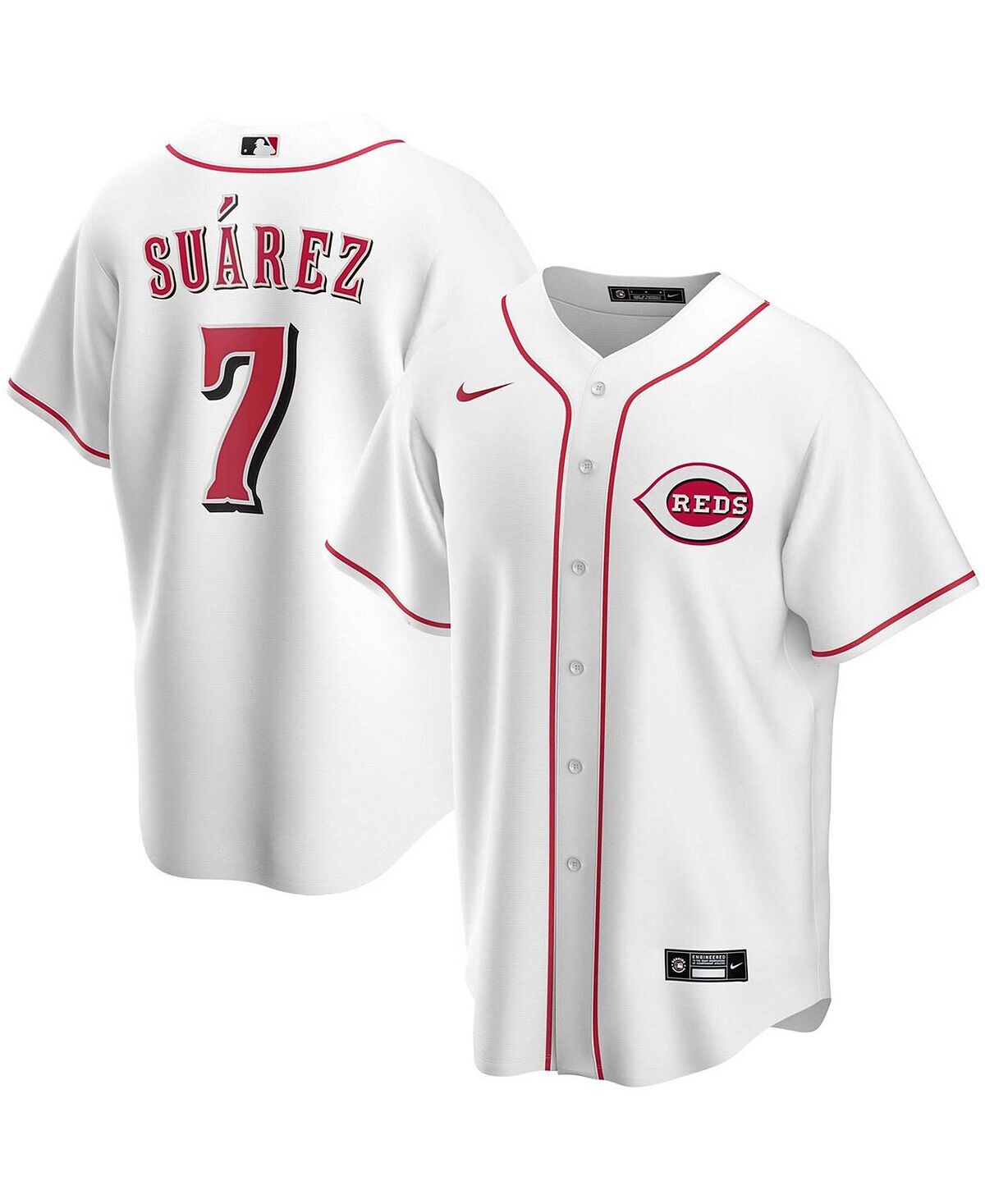 

Мужская домашняя футболка Eugenio Suarez White Cincinnati Reds с именем игрока Nike