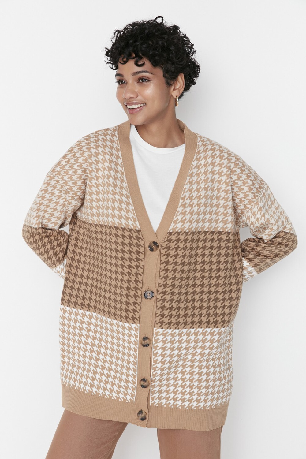 

Кардиган - Коричневый - Свободный крой Trendyol Modest, коричневый