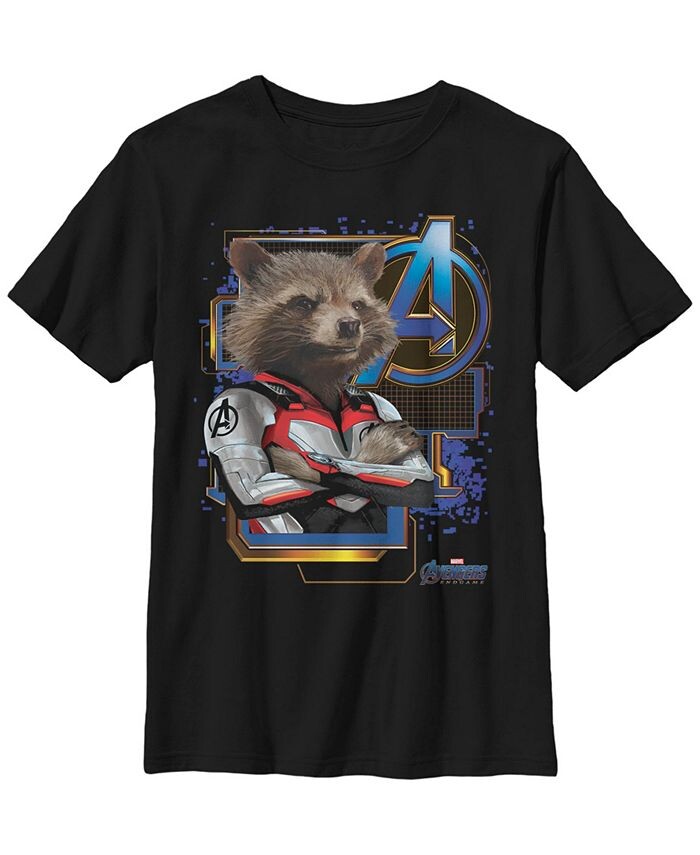 

Детская футболка Marvel Avengers: Endgame Rocket с цифровой рамкой для мальчиков Fifth Sun, черный