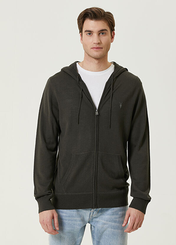 

Кардиган Mode из шерсти мериноса с капюшоном Allsaints, хаки