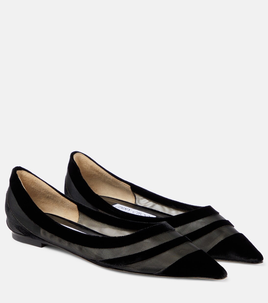

Бархатные балетки love с тюлевой отделкой Jimmy Choo, черный