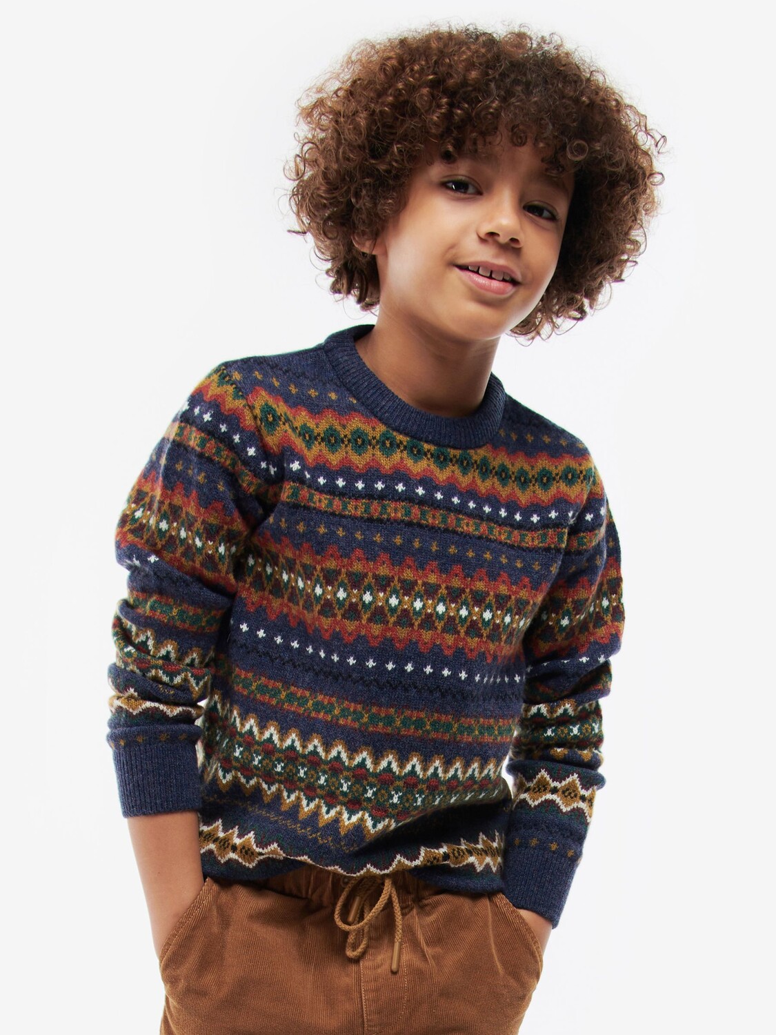 

Детский джемпер с узором Fair Isle Barbour, темно-синий