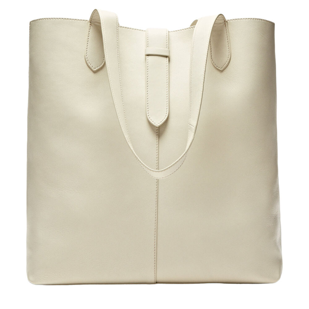

Сумка-шоппер Massimo Dutti Nappa Leather Maxi, кремовый