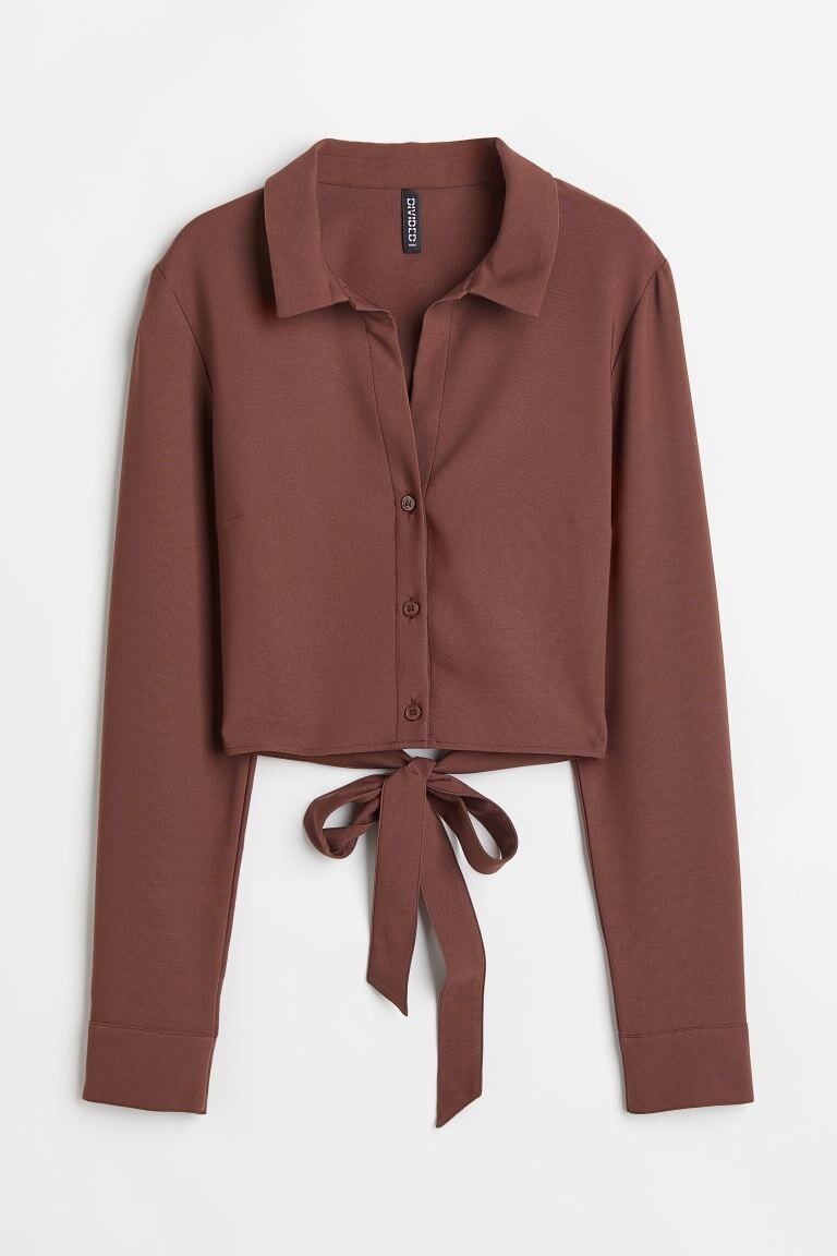 

Блузка с завязками H&M, темно коричневый