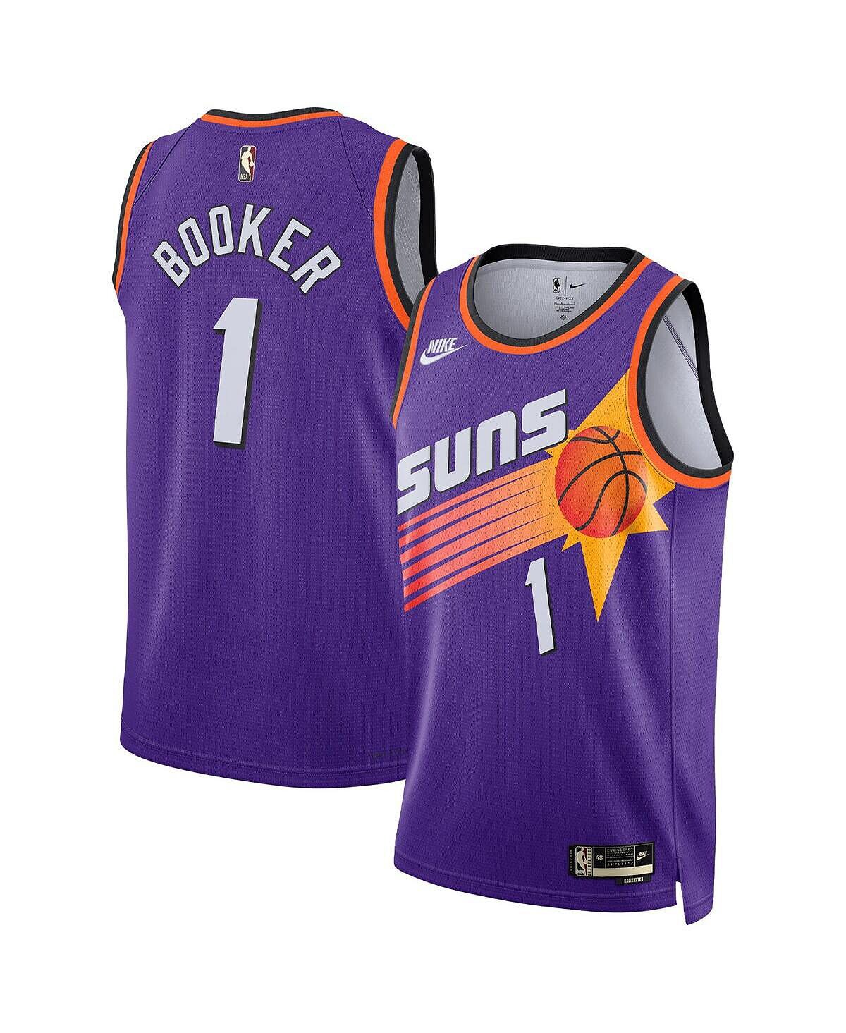 

Мужская футболка devin booker purple phoenix suns 2022/23 swingman — классическая версия Nike, фиолетовый