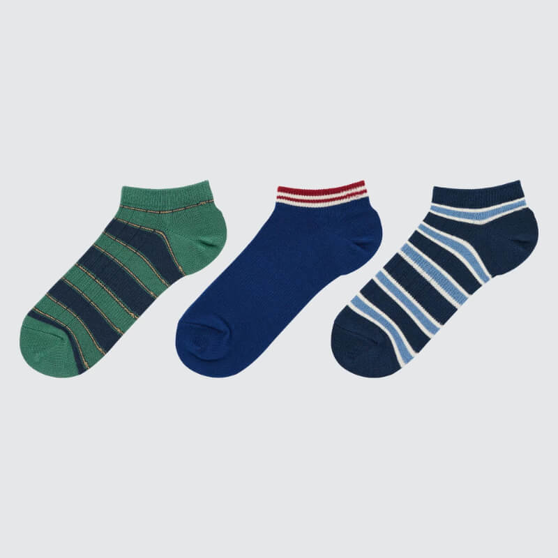 Набор носков Uniqlo Kids Striped Short Socks (three Pairs), зеленый/синий