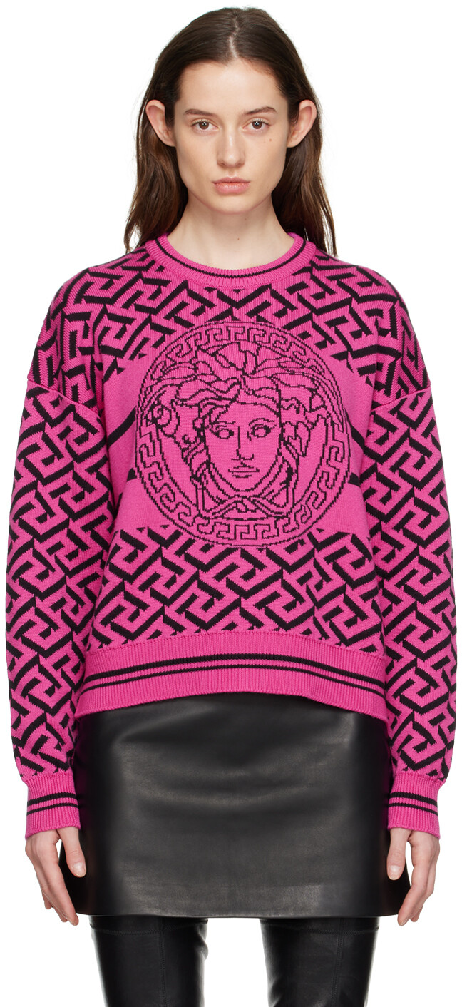 

Розовый свитер с Медузой 'La Greca' Versace