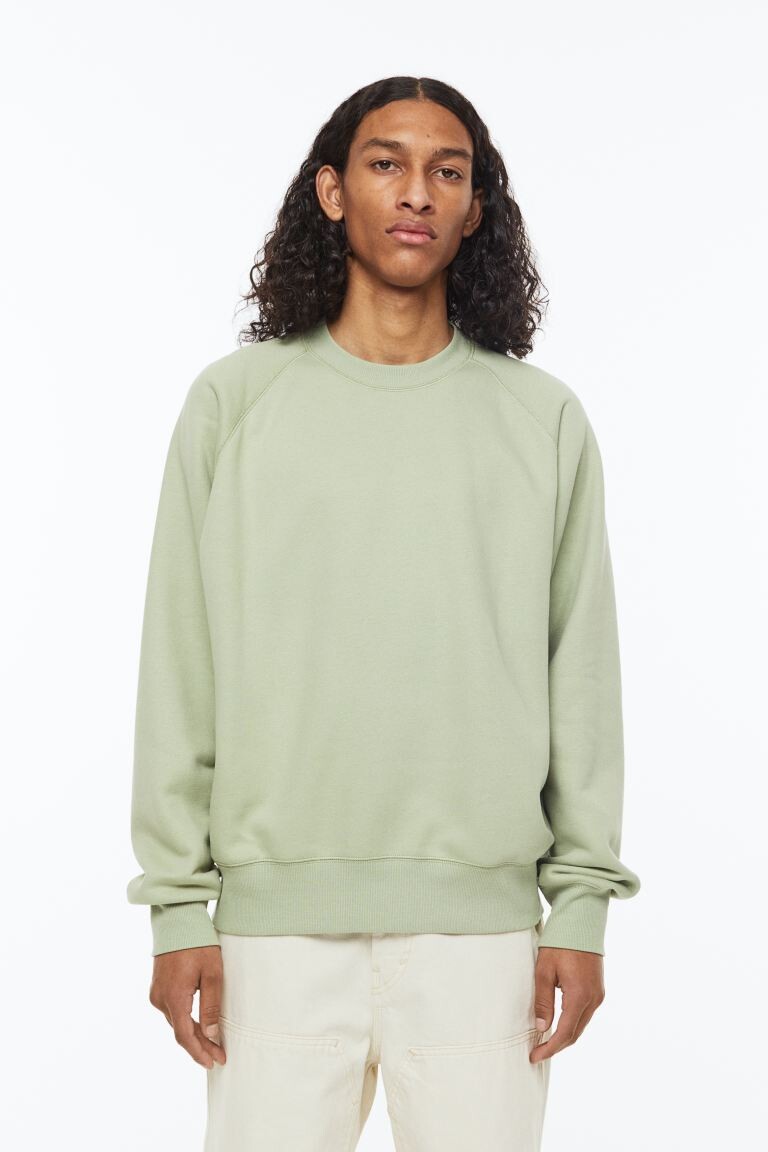 

Хлопковая толстовка оверсайз H&M, фисташковый