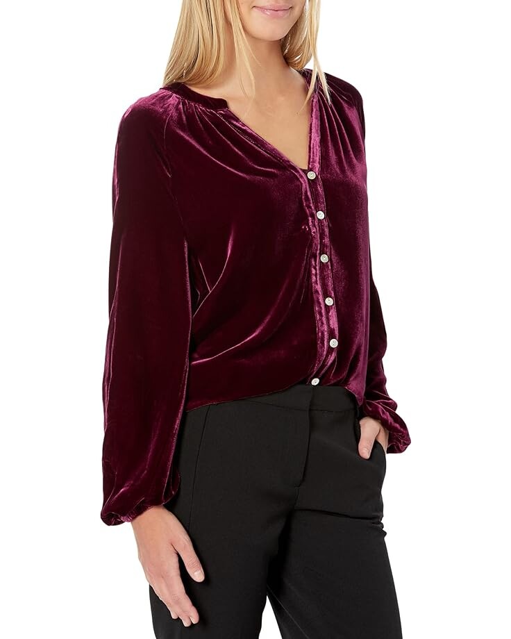 

Топ Faherty Vintage Silk Velvet Naomi, цвет Maroon Banner