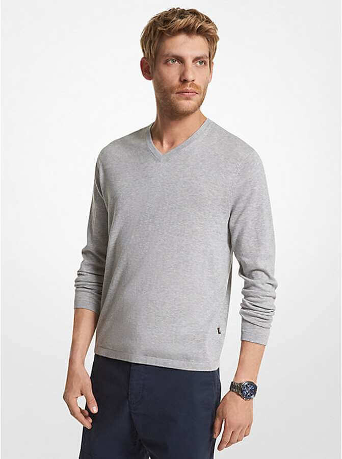 

Свитер Michael Kors Cotton Jersey V-Neck, серый