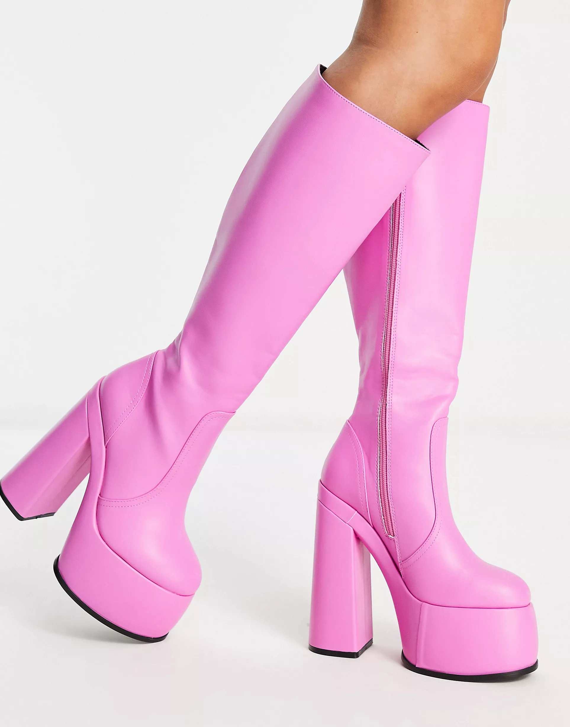 Сапоги Asos Design Captivate Extreme Platform Knee, розовый сапоги asos design knee high platform heeled faux leather черный