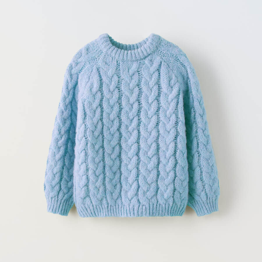 

Свитер Zara Cable-knit, голубой