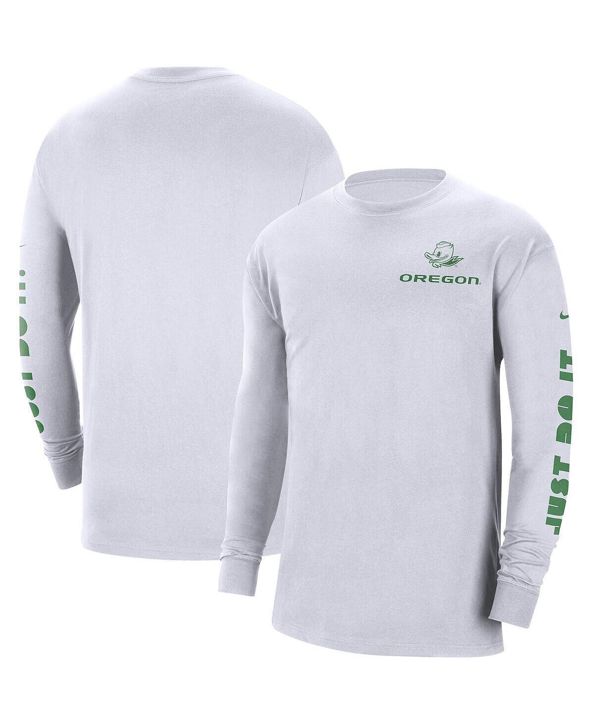 

Мужская белая футболка с длинным рукавом oregon ducks heritage max 90 Nike, белый