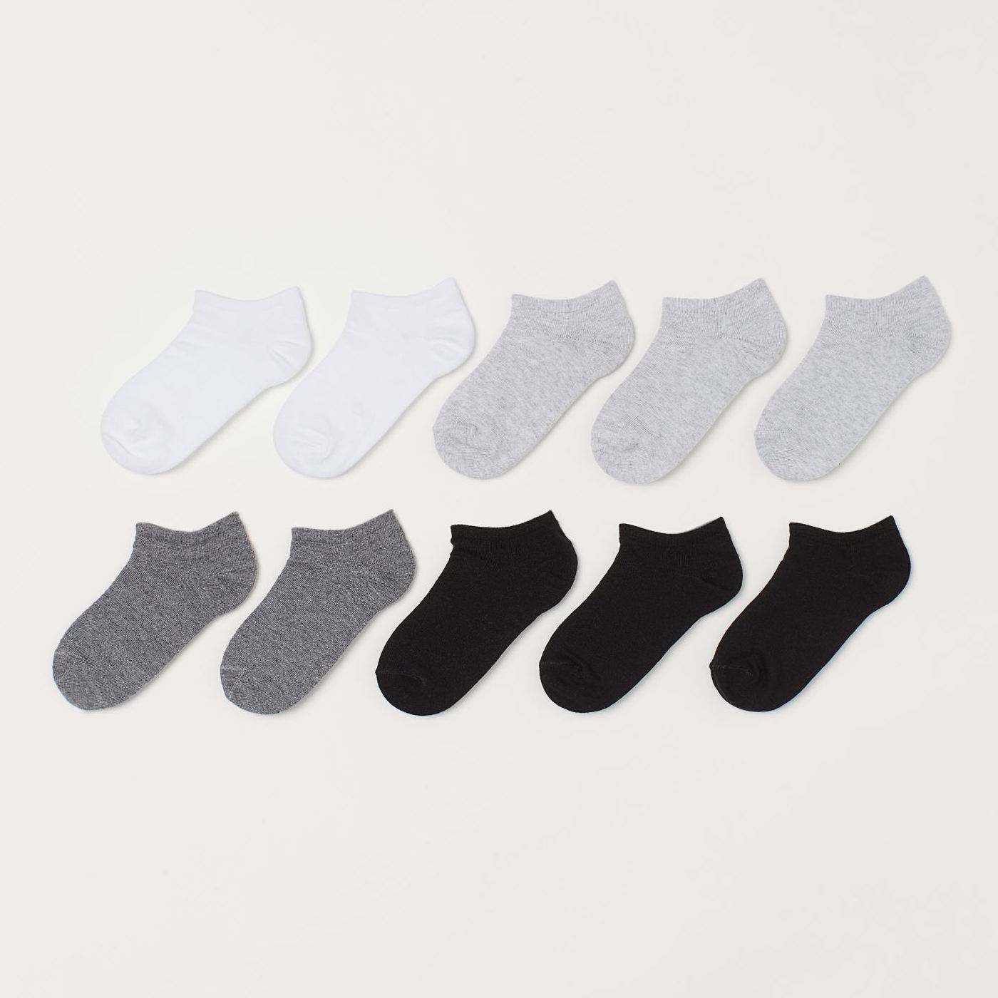 10 пар коротких носков H&M, светло-серый меланж