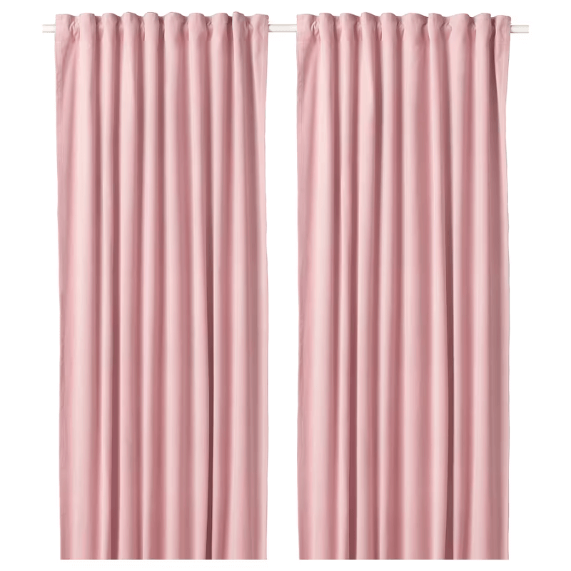 Затемняющие шторы Ikea Sanela 2 шт, светло-розовый