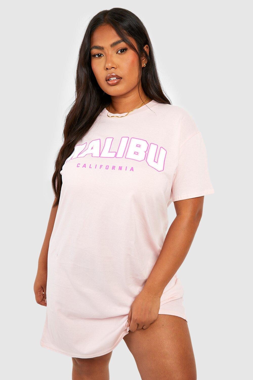 

платье-футболка malibu Boohoo, розовый