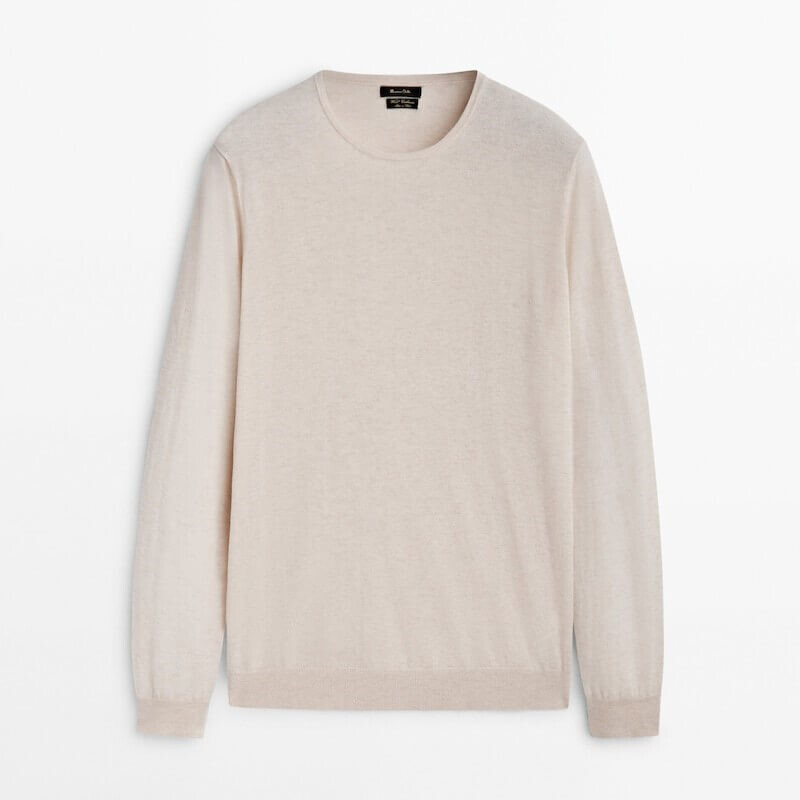 

Свитер Massimo Dutti Wool Blend Crew Neck, бежевый