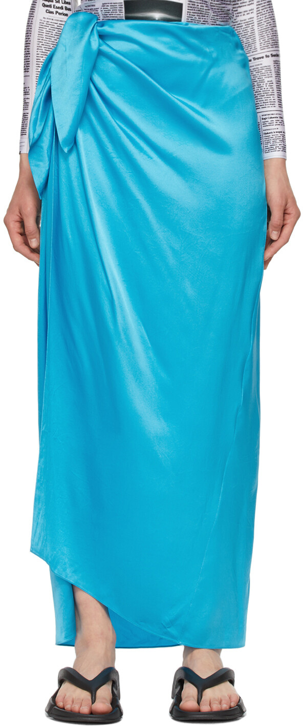 

Синяя шелковая юбка Easywrap Balenciaga