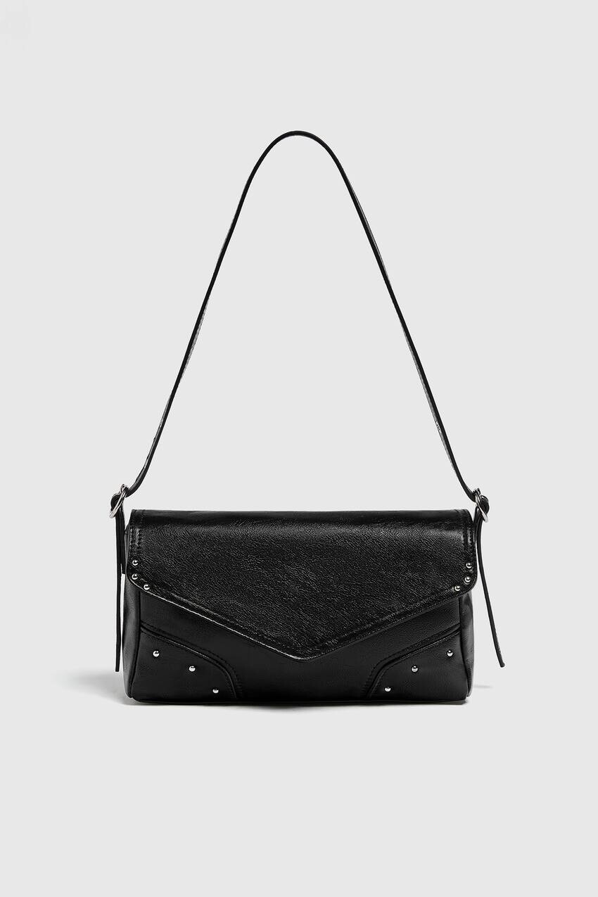 

Сумка через плечо с заклепками Pull&Bear, черный